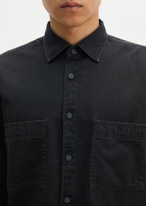 Regular-fit denim shirt — Black