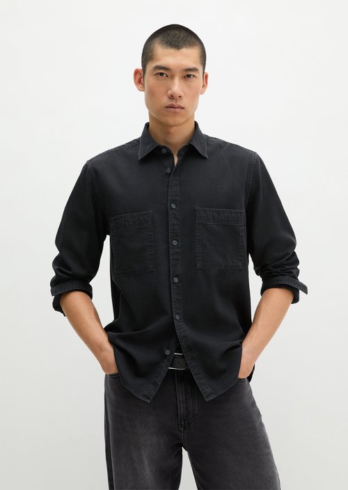 Regular-fit denim shirt — Black