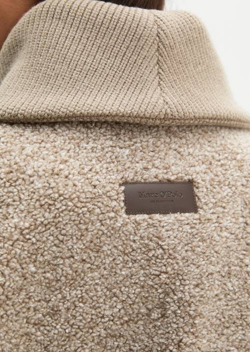 Teddy Jacket, Regular Fit Stone Taupe Melange in detail view