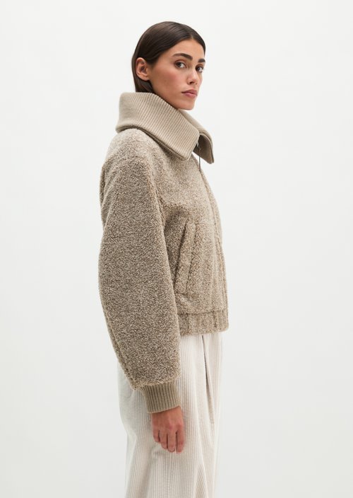 Teddy Jacket, Regular Fit — Stone Taupe Melange