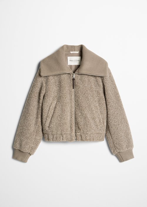 Teddy Jacket, Regular Fit — Stone Taupe Melange