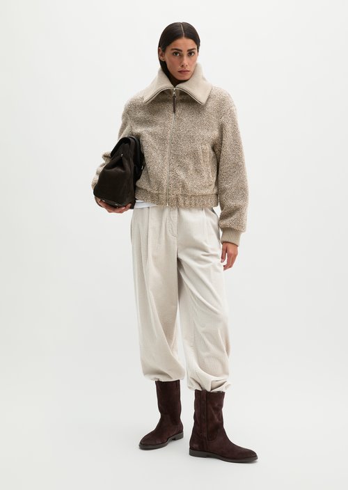 Teddy Jacket, Regular Fit — Stone Taupe Melange