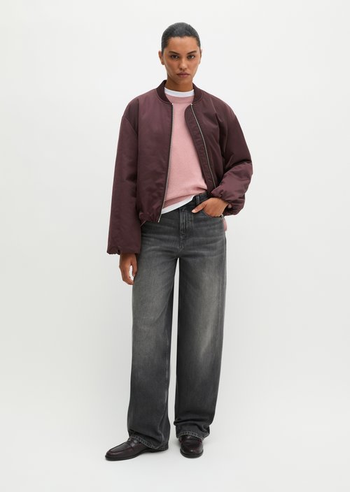 Aviator-style blouson regular cropped — Black Cherry