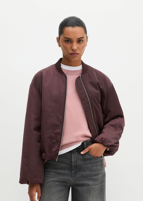 Aviator-style blouson regular cropped — Black Cherry