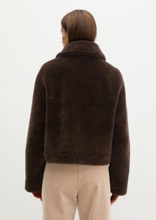 Regular-Fit Teddy Jacket — Burnt Coffee