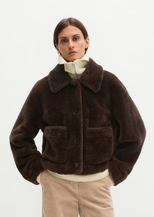 Regular-Fit Teddy Jacket — Burnt Coffee