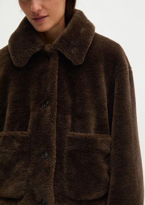 Regular-Fit Teddy Jacket — Burnt Coffee