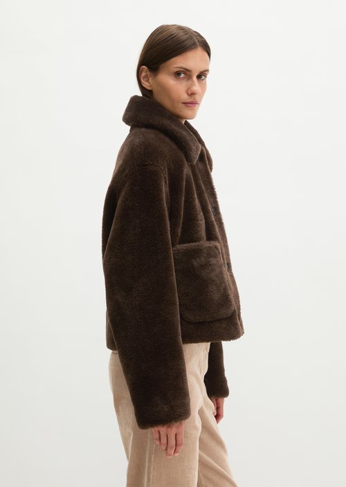 Regular-Fit Teddy Jacket — Burnt Coffee