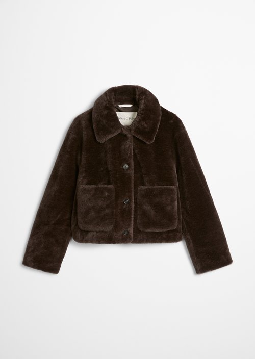Regular-Fit Teddy Jacket — Burnt Coffee