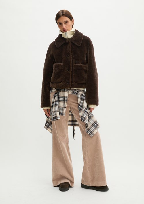 Regular-Fit Teddy Jacket — Burnt Coffee