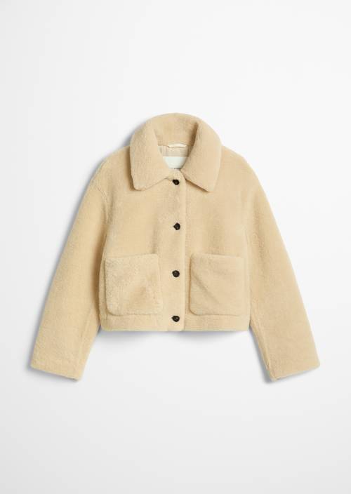 Regular-Fit Teddy Jacket Misty Sand in isolated view without model