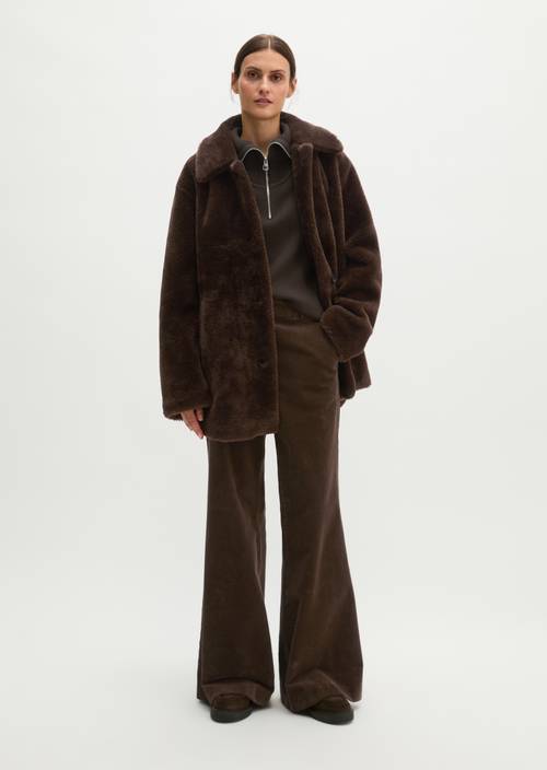 Casual Teddy Short Coat Burnt Coffee in front view