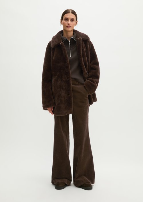 Casual Teddy Short Coat — Burnt Coffee