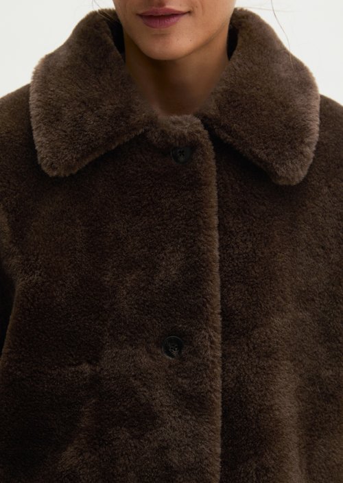 Casual Teddy Short Coat — Burnt Coffee