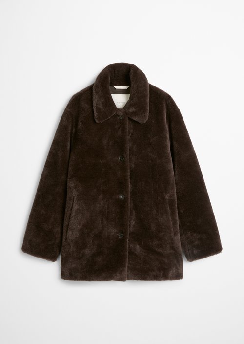 Casual Teddy Short Coat — Burnt Coffee
