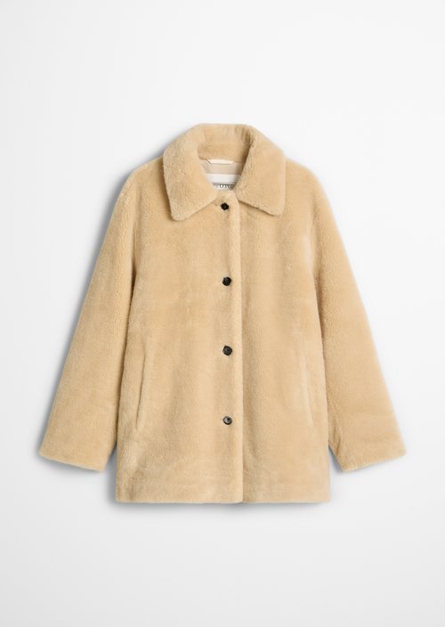 Casual Teddy Short Coat — Misty Sand