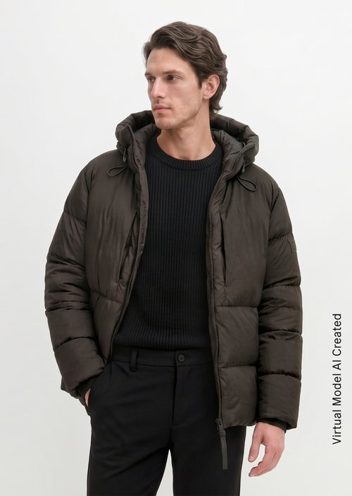 Relaxed-Fit Puffer Down Jacket — Wooden Earth