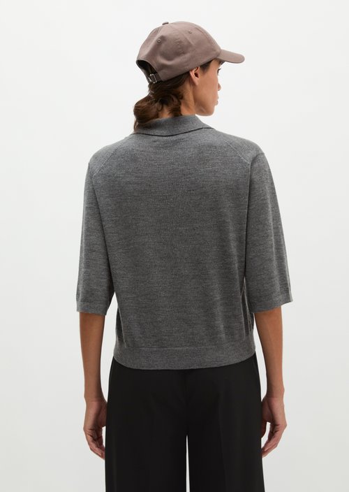 Loose knit polo shirt — Dark Granite Melange