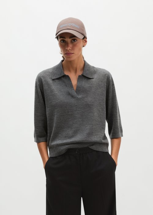Loose knit polo shirt — Dark Granite Melange