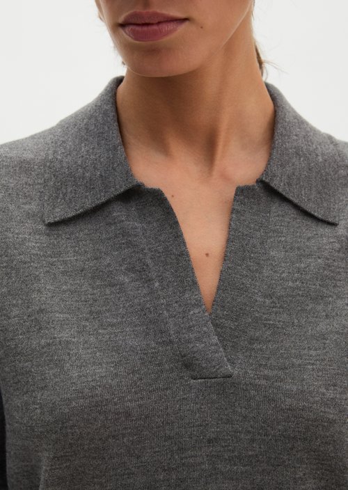 Loose knit polo shirt — Dark Granite Melange