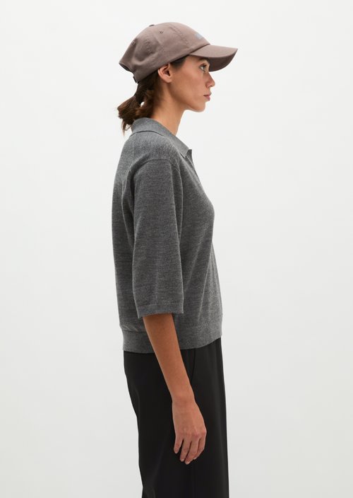 Loose knit polo shirt — Dark Granite Melange