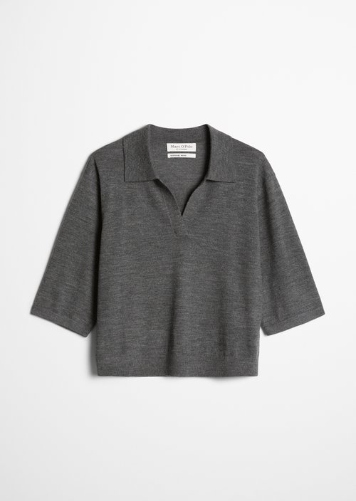 Loose knit polo shirt — Dark Granite Melange