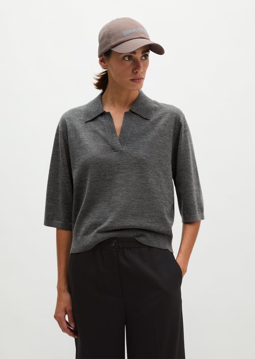 Loose knit polo shirt — Dark Granite Melange