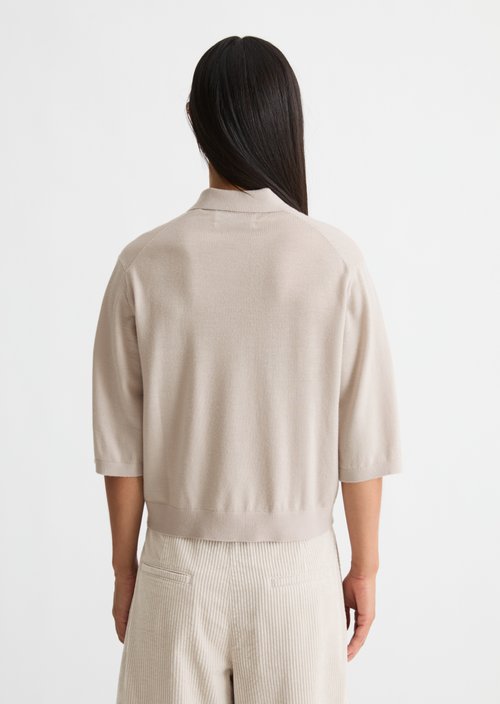 Loose knit polo shirt — Natural