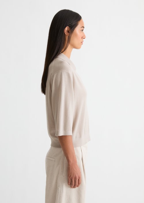 Loose knit polo shirt — Natural