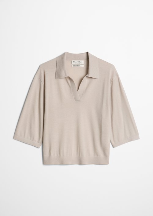 Loose knit polo shirt — Natural
