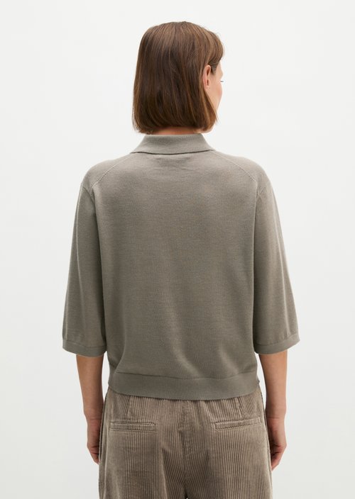 Loose knit polo shirt — Stone Taupe