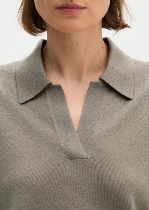 Loose knit polo shirt — Stone Taupe