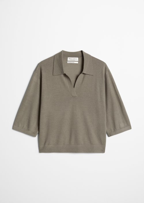Loose knit polo shirt — Stone Taupe