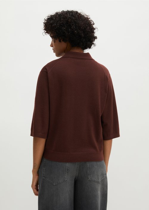 Loose knit polo shirt — Black Cherry