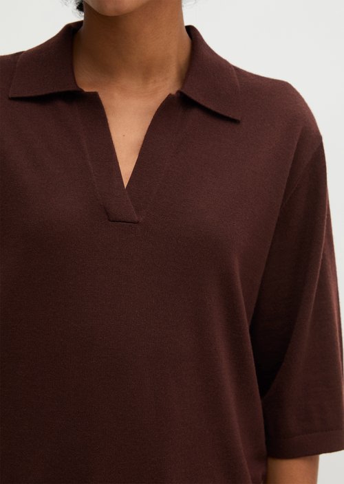 Loose knit polo shirt — Black Cherry