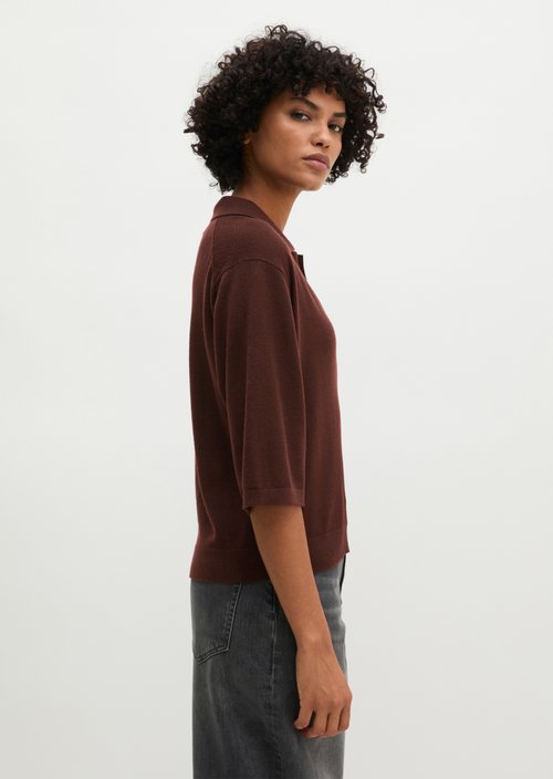 Loose knit polo shirt — Black Cherry