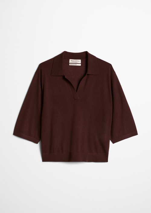 Loose knit polo shirt — Black Cherry