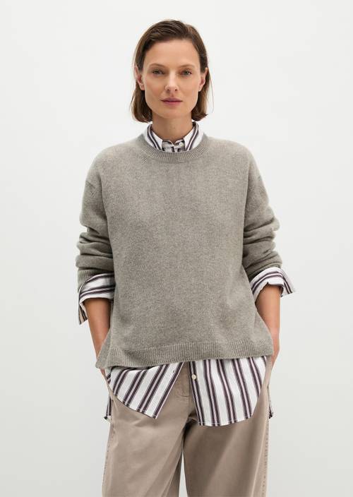 Pullover loose Stone Taupe Melange in Frontalansicht