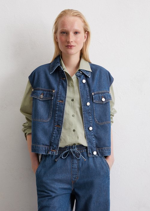 Regular denim vest — Medium Blue