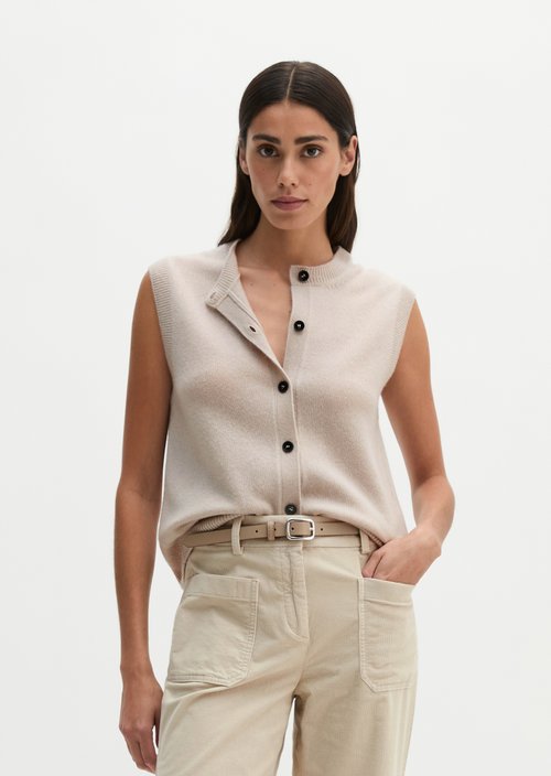 Regular sleeveless cardigan — Natural