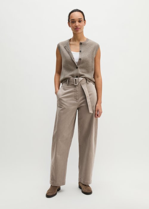 Regular sleeveless cardigan — Stone Taupe Melange