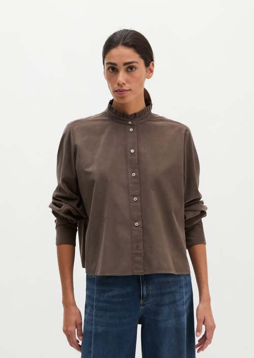 Regular ruffle blouse — Stone Taupe