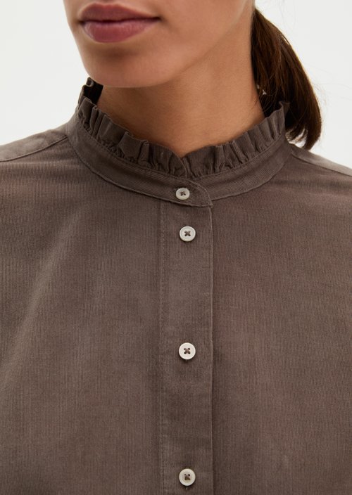 Regular ruffle blouse — Stone Taupe