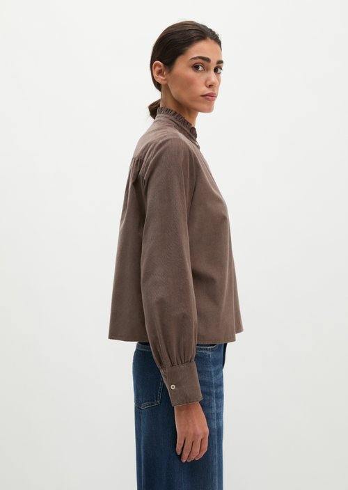 Regular ruffle blouse — Stone Taupe