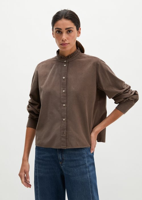Regular ruffle blouse — Stone Taupe