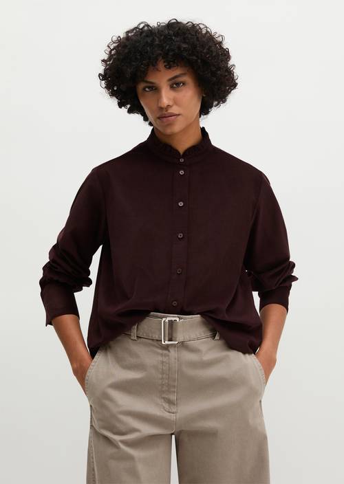 Rüschenbluse regular Black Cherry in Frontalansicht