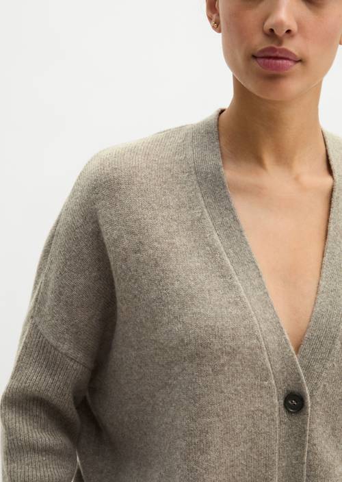 Vest oversized Stone Taupe Melange in detailaanzicht
