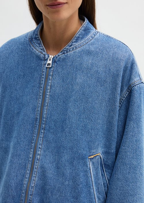 Padded denim blouson regular — Bright Blue