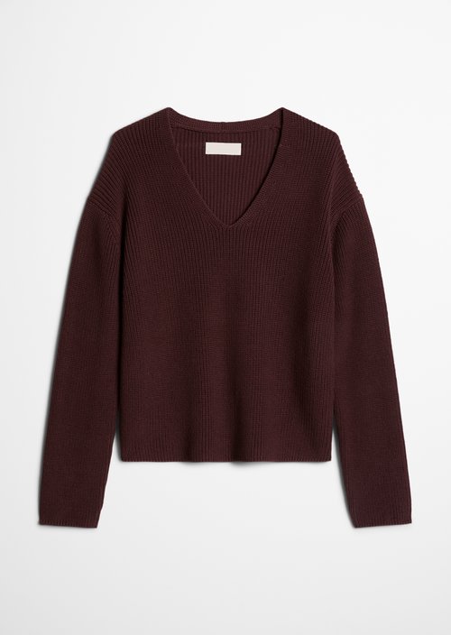 Relaxed V-neck sweater — Black Cherry