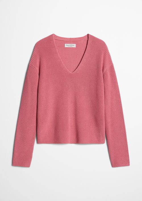 Relaxed V-neck sweater — Berry Rose